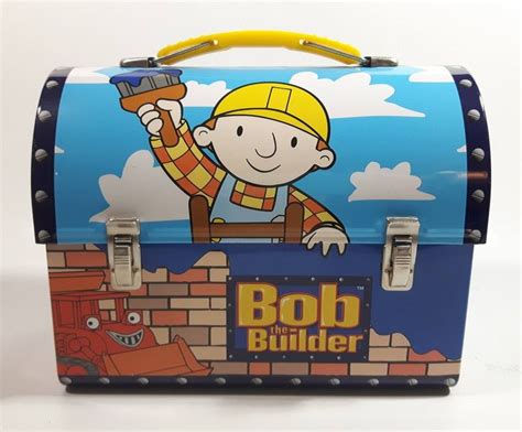 Vintage Bob the Builder Metal tin Lunch Box With Handle